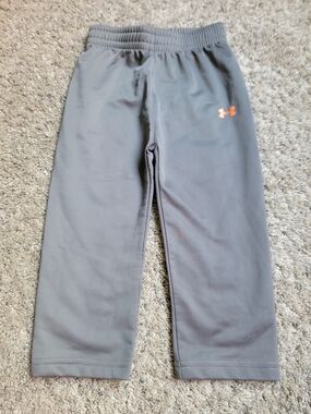Under Armour Gray Kids Active Pants with Orange Logo 24M